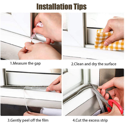 33 Ft Gray Self-Adhesive Soundproofing Weather Stripping for Doors and Windows, 0.35" Wide x 0.2" Thick
