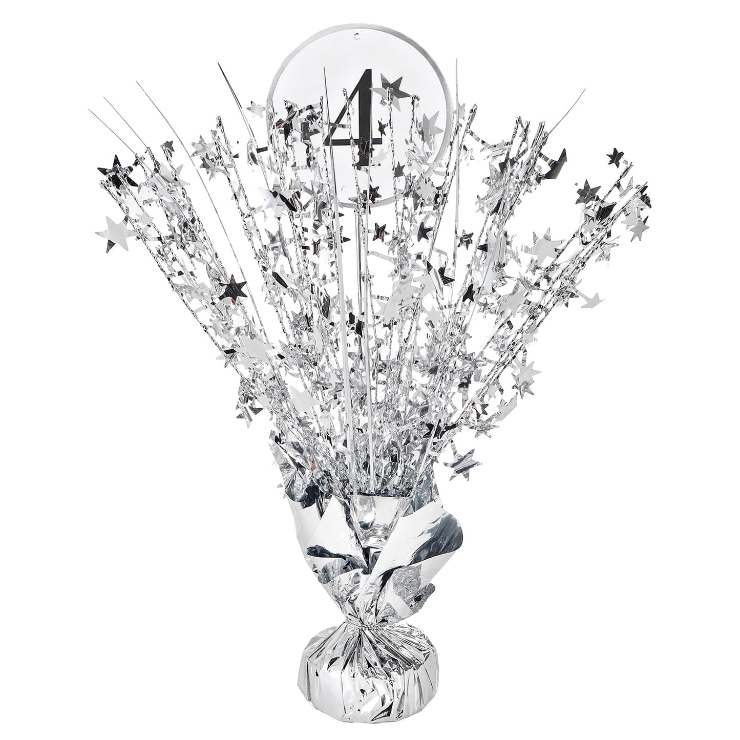 ZOOFOX 12 Pack Metallic Foil Spray Centerpiece, Glitter Silver Star Table Decoration, Burst Table Centerpieces for Birthday Wedding Anniversary Christmas Party Supplies Decor, Freestanding
