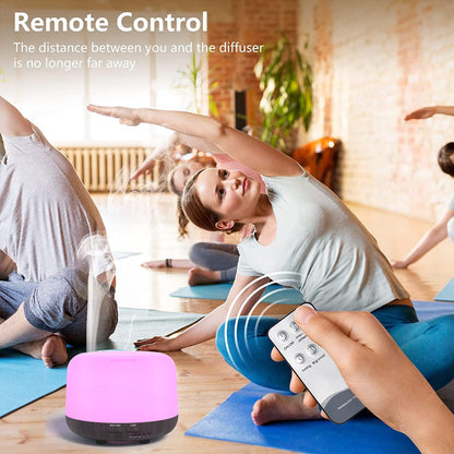Oil Diffuser Humidifier 300ML,Electric Ultrasonic Air Aroma Diffusers Vaporizer,Scent Mist Defuser with Remote,Auto-Off,7led Color Changing Light for Large Bed Room,Home,Office