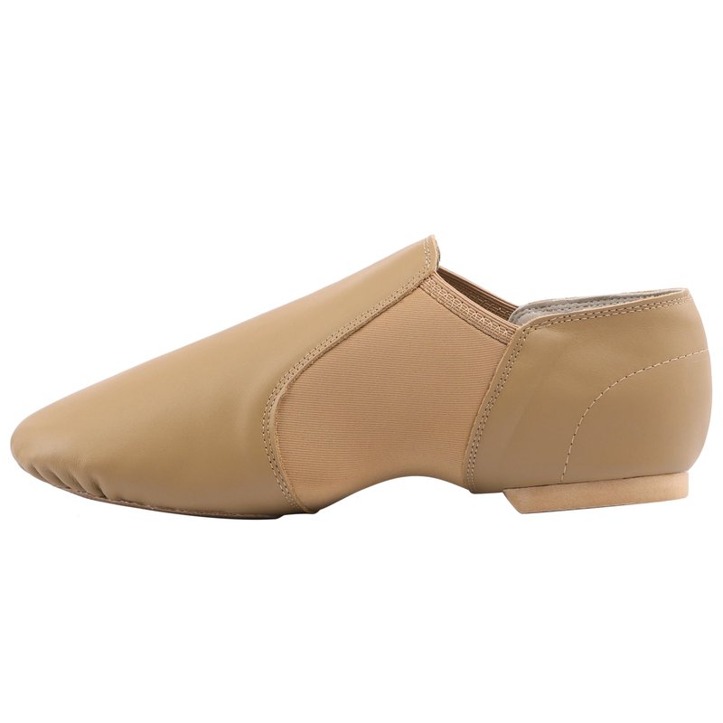 Linodes (Tent Leather Upper Jazz Shoe Slip-on for Women and Men's Dance Shoes Brown 9M