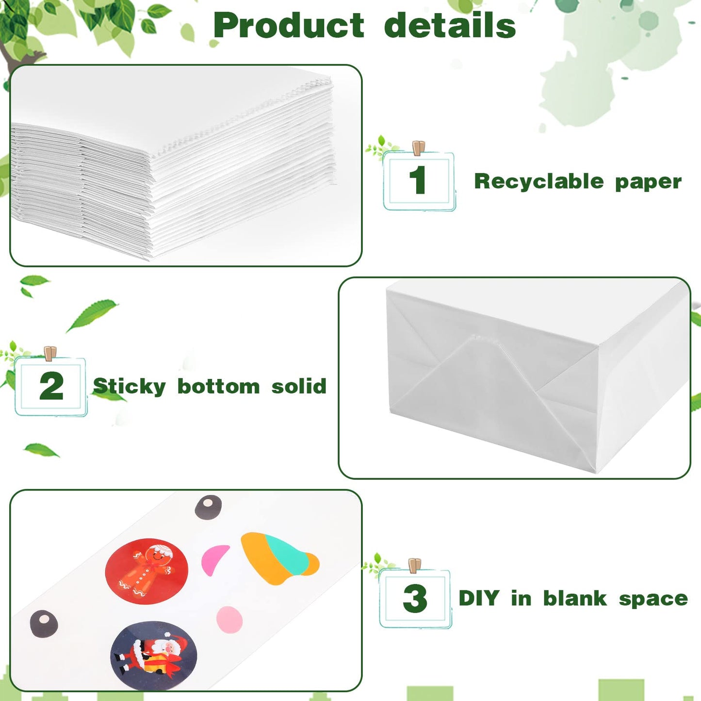 Containlol 200 Pcs Small Paper Bags, 1 lb Mini Paper Treat, Kraft Lunch Bags 6.7 x 3.54 x 2.36 for Christmas Wedding Favor Grocery Candy Cookie Sandwich Popcorn Bread Snack(White)