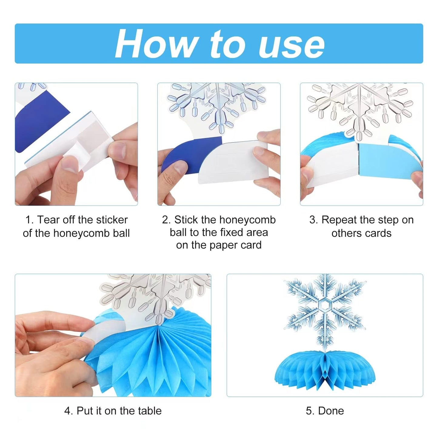 Frozen Party Snowflake Decorations, Winter Wonderland Decorations, Snowflake Honeycomb Table Centerpieces, Thanksgiving Christmas Birthday Party Decorations, Party Supplies 8 Pieces