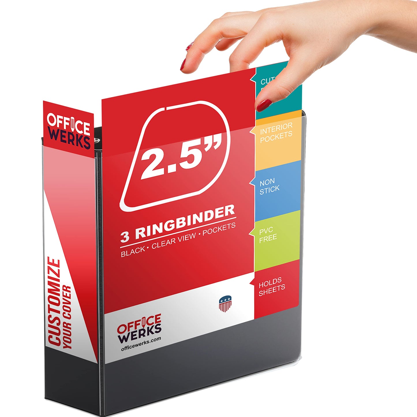 12 Pack of 2.5 Inch 3 Ring Binder with Locking Angle D Rings, Professional Heavy Duty Large Storage Binder with Pockets, Fits 8.5 x 11 Inch Sheets, Non-Stick Clear View Cover, Customizable, Black
