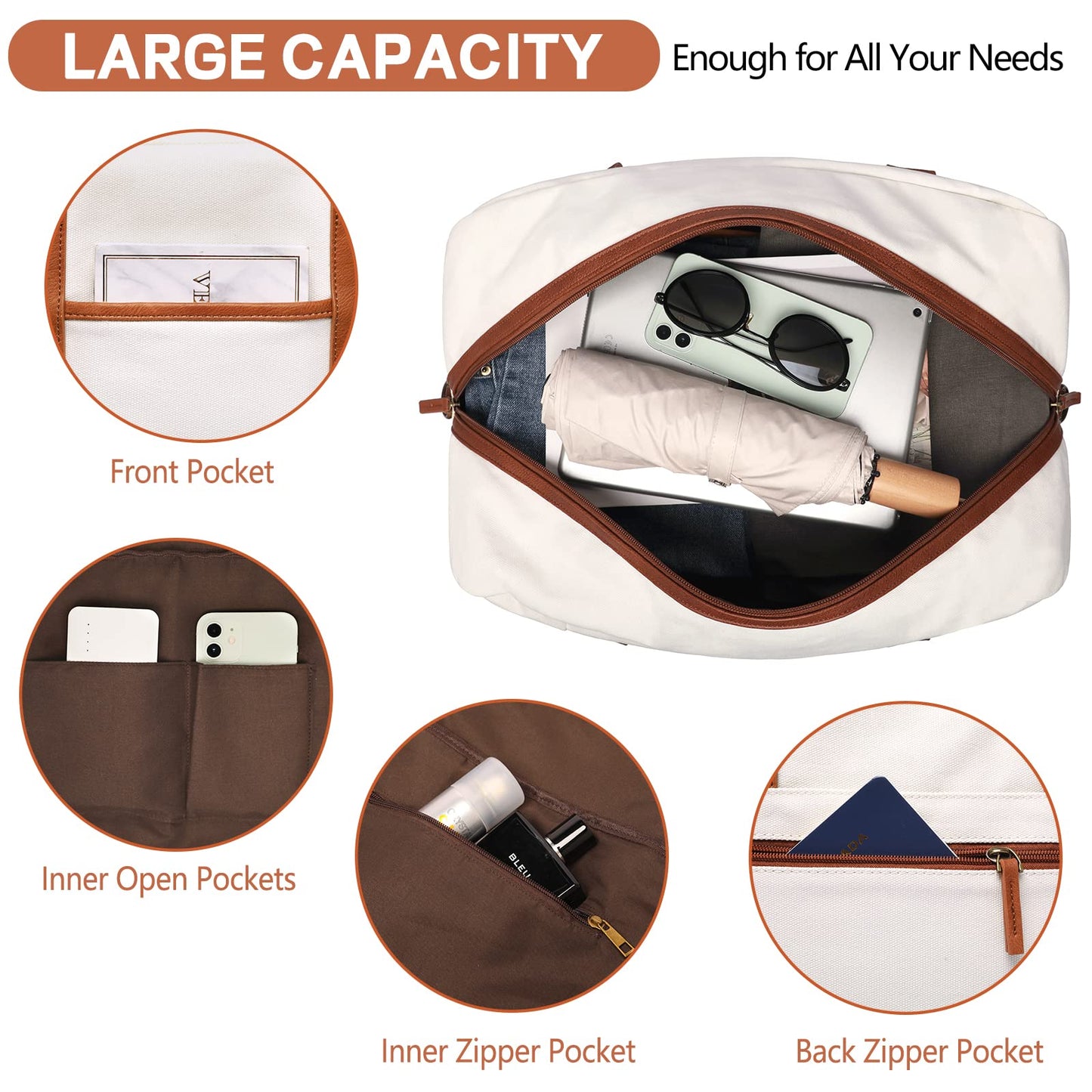Weekender Bag for Women, Canvas Overnight Duffle Tote Bag, Carry on Travel Tote With Shoe Compartment, Perfect for Travel/Daily Use/Birthday Gift