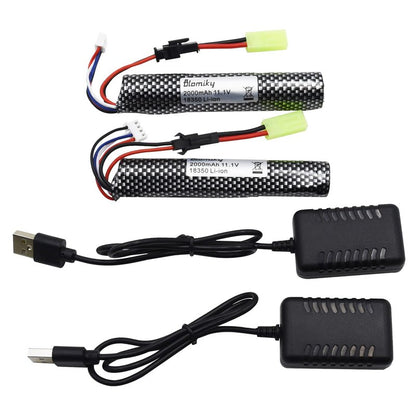 Blomiky 11.1V 2000mAH Li-ion 3S Rechargeable Battery Suitable for Air Soft Splatter Blaster / 183503 * 2