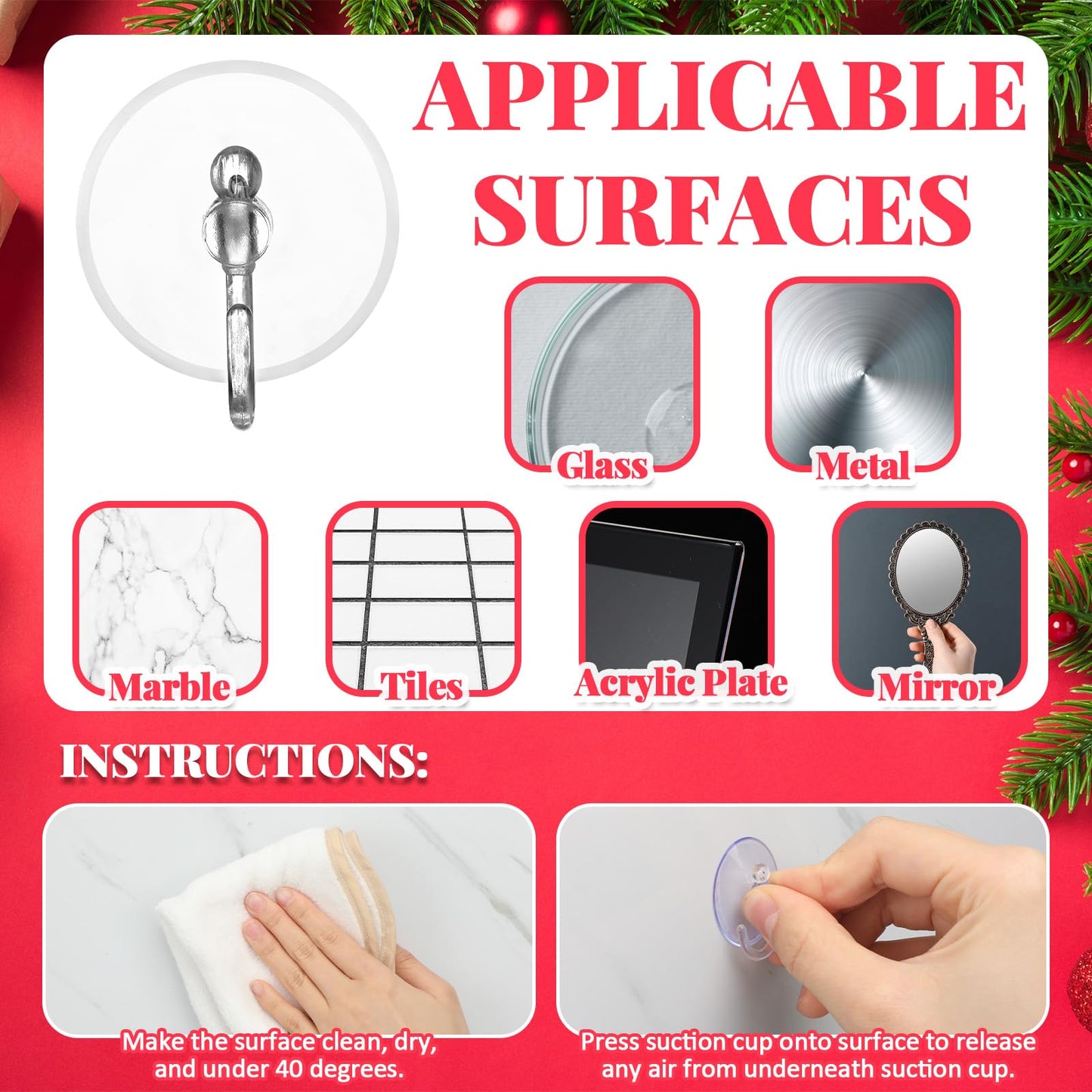 Jetec 200 Pcs Suction Cup Hooks 1.18 Inch Window Small Suction Cups with Hooks Waterproof Removable Clear Mini Suckers Hanger for Glass Bathroom Wall Door Christmas Wreath Lights Stockings