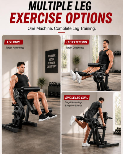 Leg Extension and Curl Machine - 700 LBS Capacity Leg Extension Curl Machine for Home Gym, Hamstring Curl, Hip Thrust & Calf Raise, Heavy-Duty Lower Body Workout Equipment，All Black