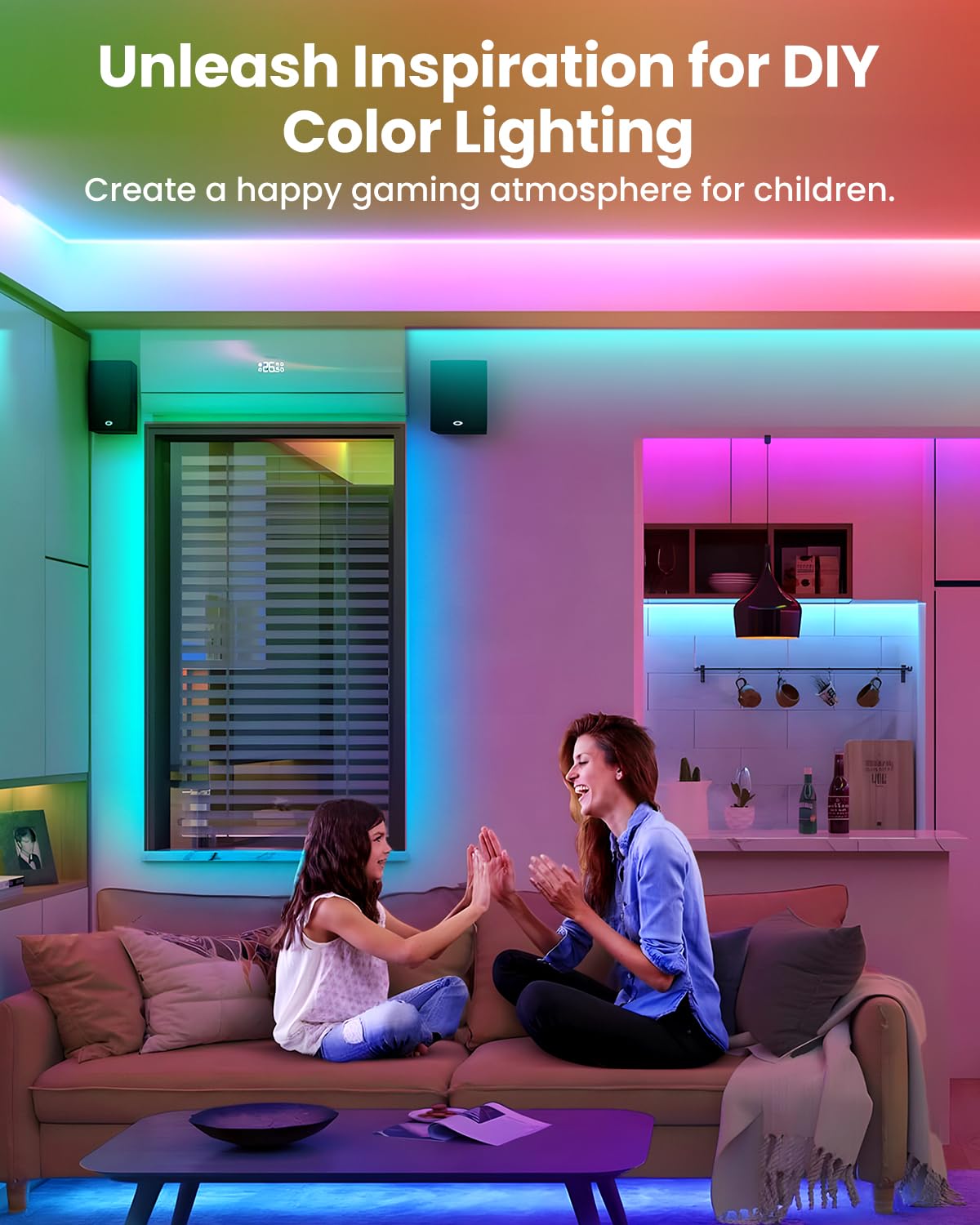 Pak LED Lights for Bedroom, 32.8ft(2 Rolls of 16.4ft) Smart RGB+IC LED Strip Lights with App/Remote Control, Music Sync Color Changing Flexible LED Lights with 64 Scene Modes for Party, Home, Gaming