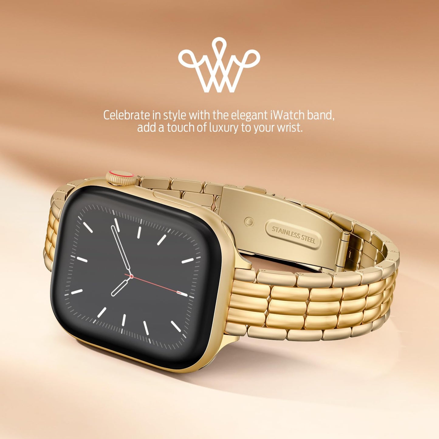 Wearlizer Slim Metal Band Compatible with Apple Watch Bands 41/40/38/42mm Women, Dressy Thin Stainless Steel Strap Silver Link Bracelet for iWatch Series 11 10 9 8 7 6 5 4 3 2 1 SE Gold