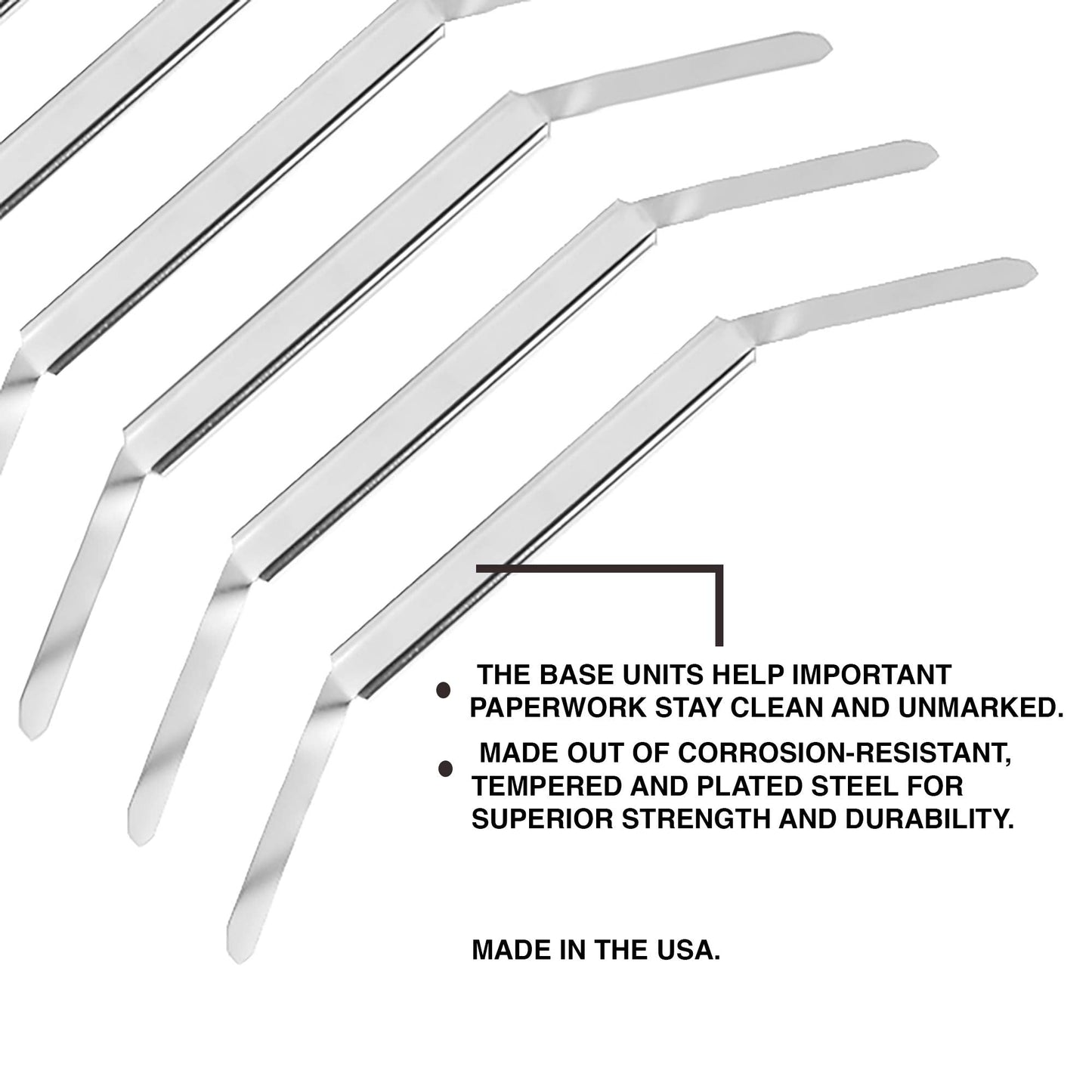 OLYMPX 100 Pcs of 1 Inch Capacity Premium Metal Paper Prong Fasteners Bases, 2.75 Inch Base for Paper File Clip Folder Accessories, Office Paper Clamp, Silver Box of 100