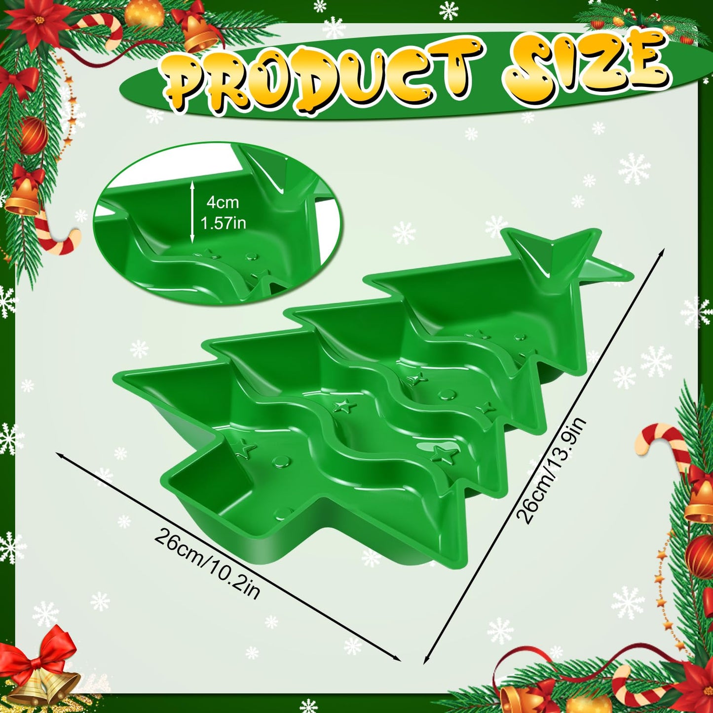 SiliFine Christmas Tree Shaped Serving Tray Divided Plastic Charcuterie Serving Plates Dishes with Compartments Xmas Party Decorations for Snacks Desserts Holiday Xmas Gift(10.2'', Green)