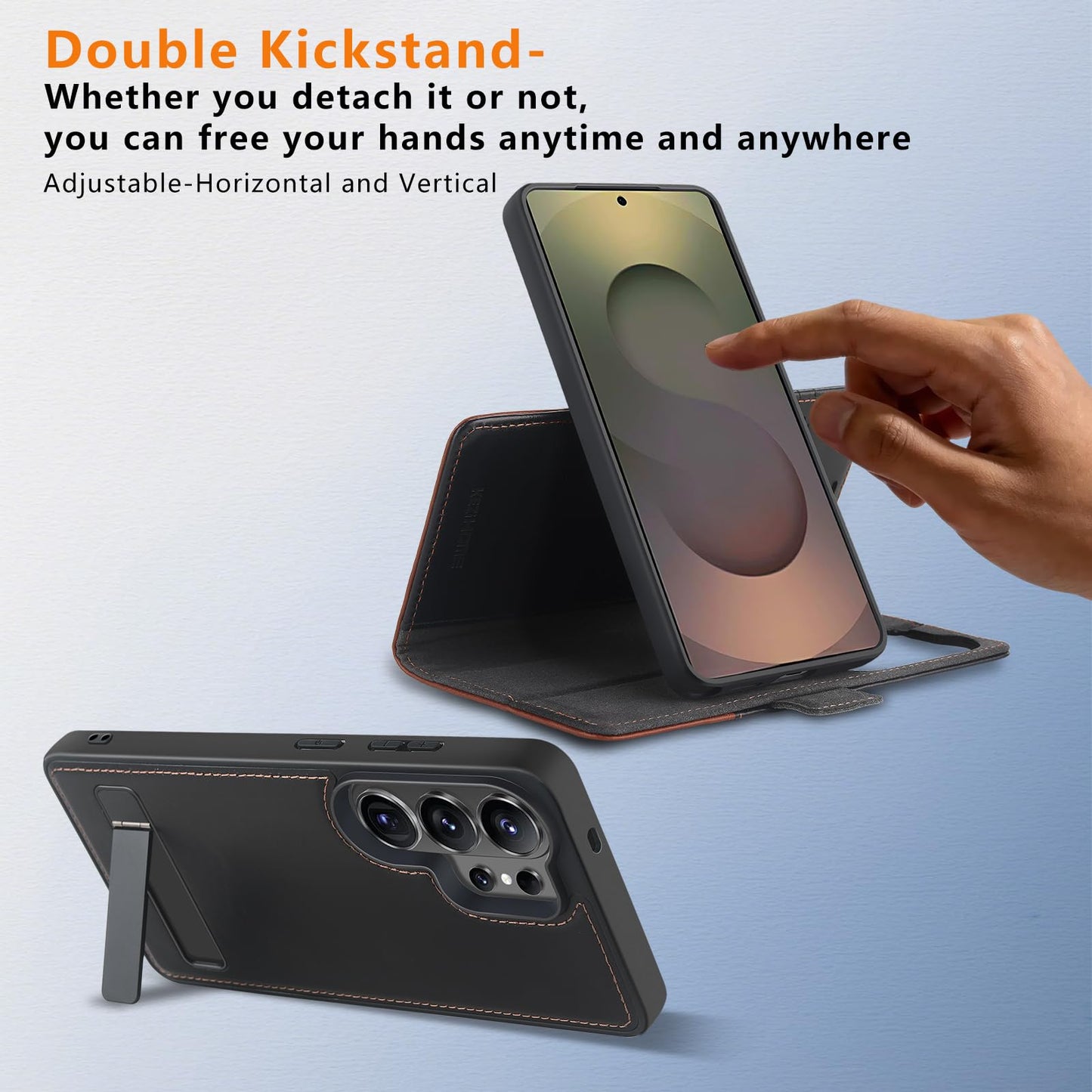 KEZiHOME case for Samsung Galaxy S26 Ultra Magnetic 2 in 1 Detachable Wallet Kickstand Genuine Leather[RFID Blocking] Card Slots Wireless Charging Cover for Galaxy S26 Ultra
