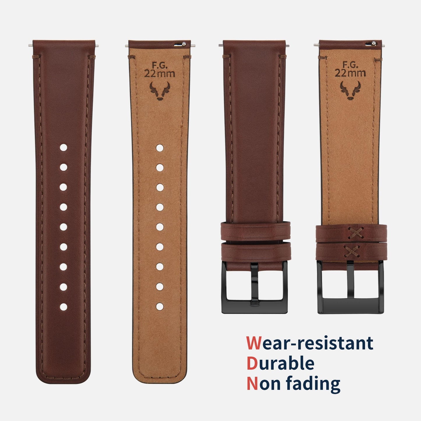 Fullmosa Watch Bands,18mm 19mm 20mm 22mm 24mm 26mm Quick Release Leather Watch Band Strap - Burnished Leather Watch Band Vintage Wristband