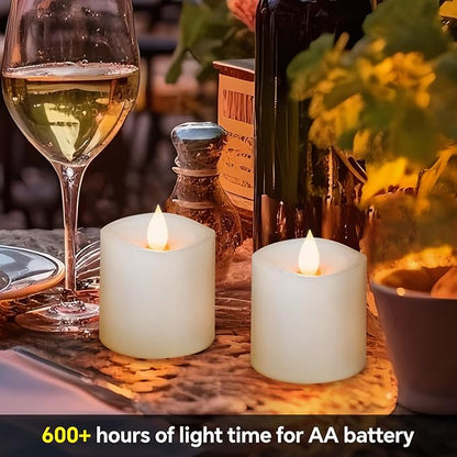 3x3 Flameless Candles Battery Operated with Remote Timer, Last 600 Hours Battery Candles Flickering, White Real Wax Electric LED Candle for Wedding Party, Set of 2