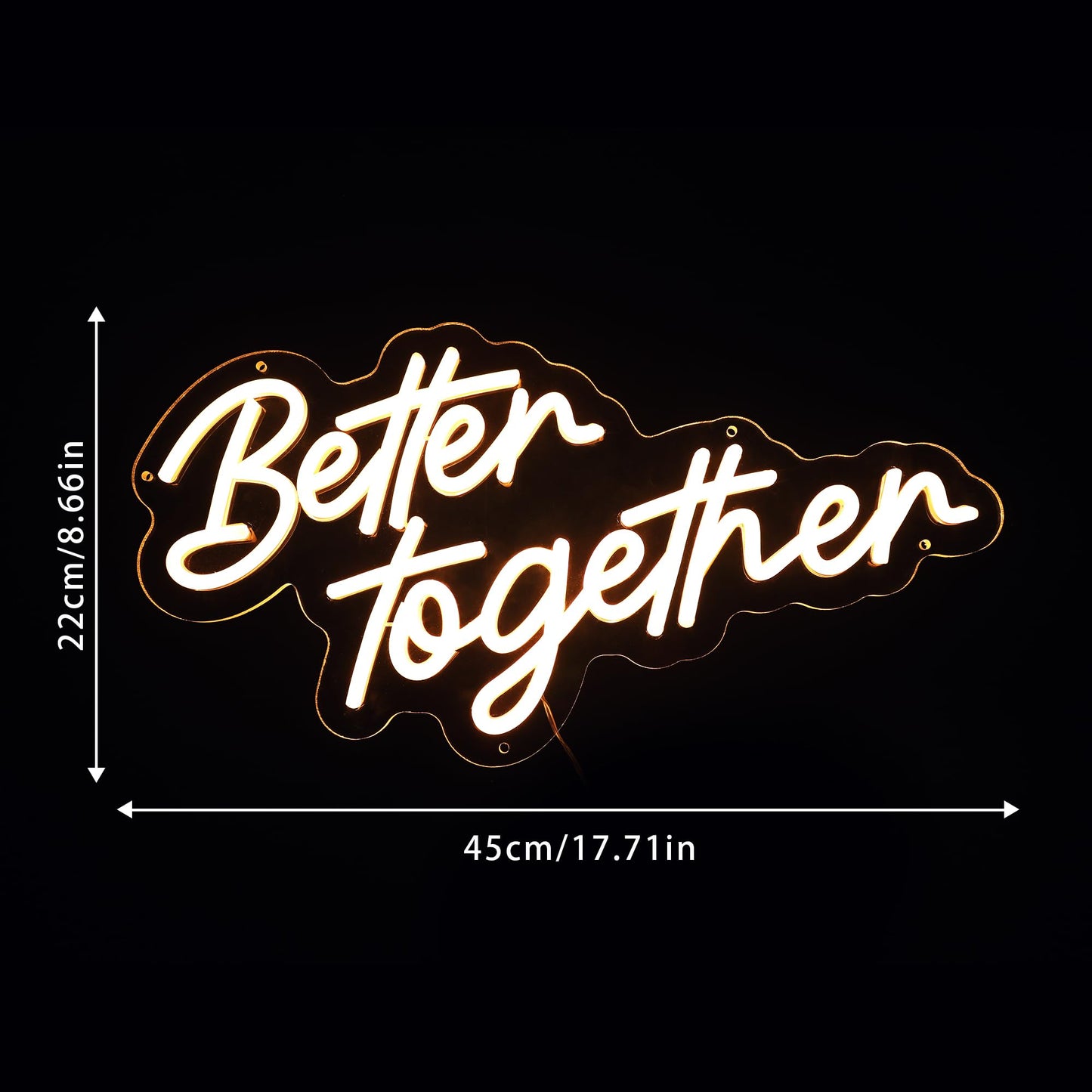 WIOSOUL Better Together Neon Sign Warm White Letter Neon Light Sign USB Powered for Wall Party Decor Bedroom Room Bar Wedding Home Birthday Art Decoration Christmas