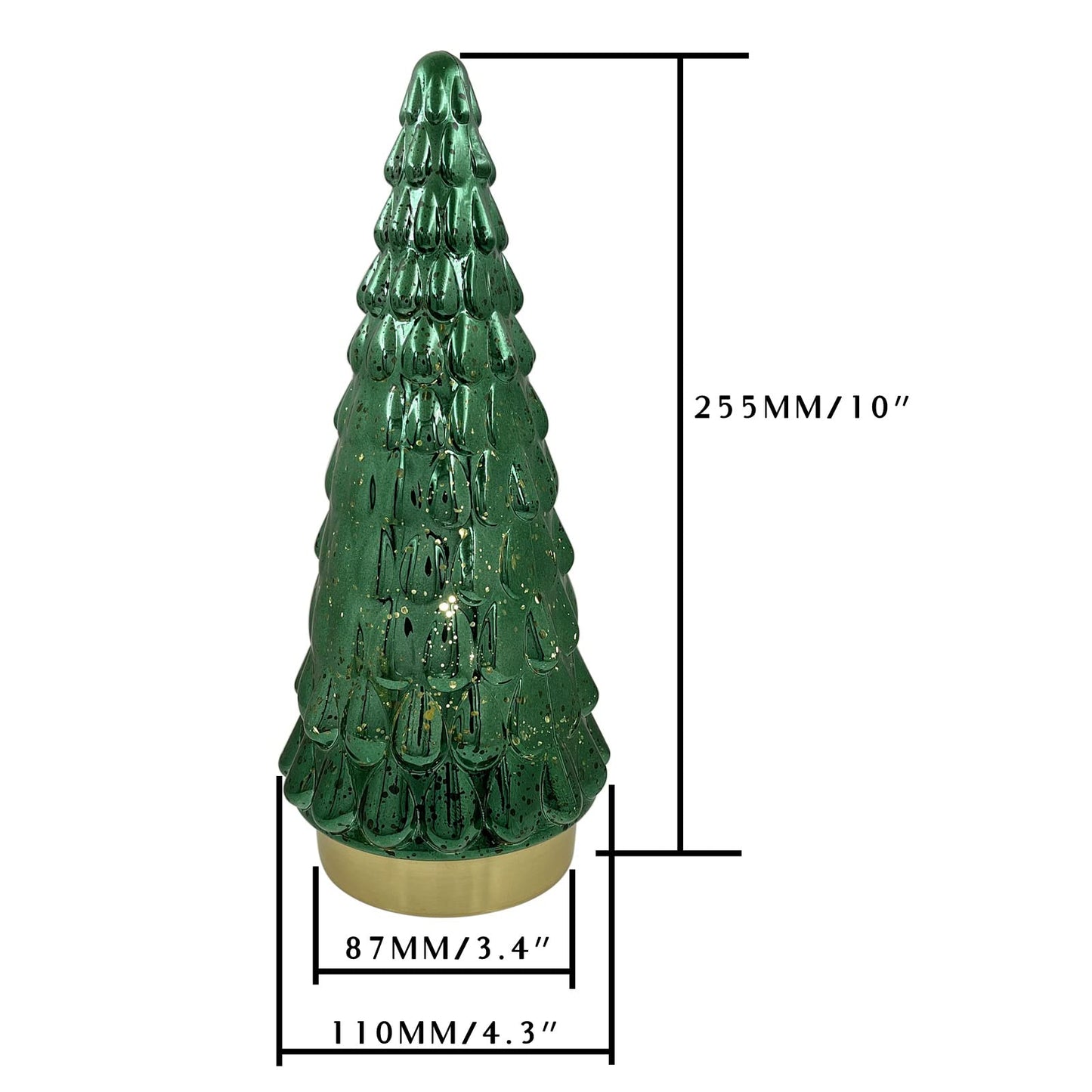 SHMILMH Mercury Glass Christmas Tree Green, Tabletop Christmas Tree with Light, Battery Operated Mini Xmas Tree for Fireplace Centerpiece Decorations 10", Set of 2