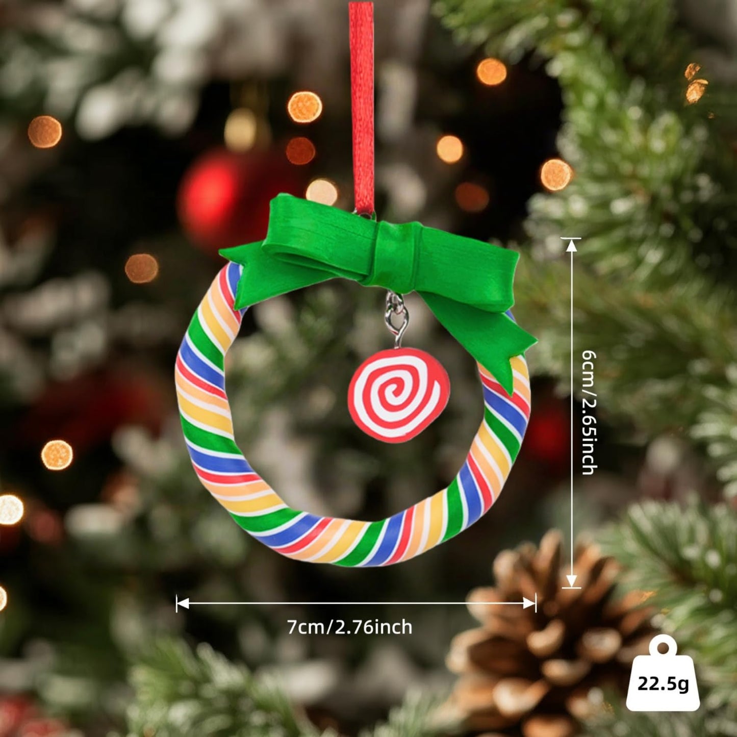 8 PCS Christmas Candy Ornaments, Polymer Clay Lollipop Hanging Decor for Xmas Tree, Holiday Party Decoration by Aurdox