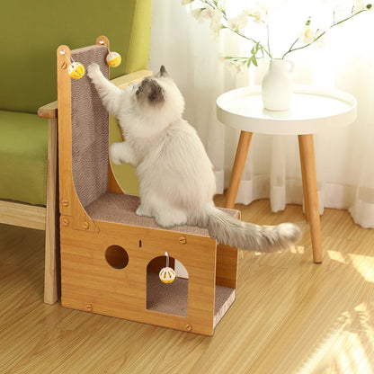 YEMOO Cat Scratcher, Cat Scratching Board, L Shaped Vertical Cat Scratcher for Wall and Couch Protection, Cat Cardboard Scratcher with 4 Ball Toys for Indoor Cats