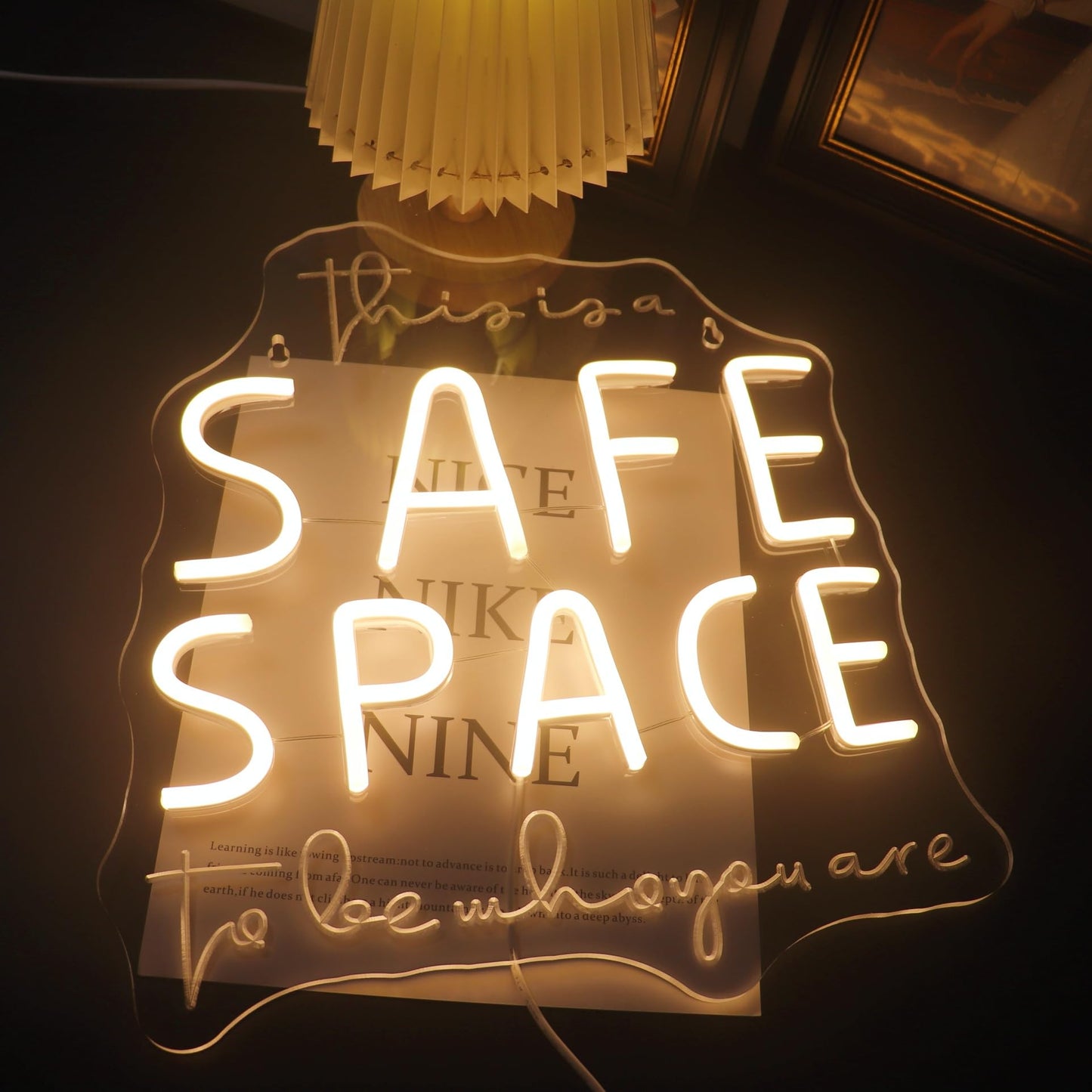 "This Is A Safe Space To Be Who You Are" Neon Sign, Positive Quotes Decorative Neon Lights for Home Room Wall Decor, Kids Room Wall Hanging Banners, Playroom Wall Decor Neon Light Sign(warm white)