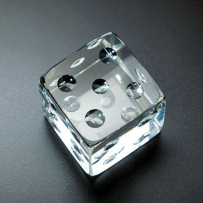 QFkris 2.2" Glass Dice Paperweight Glass Art Dice Figurine Paper Weights for Desk
