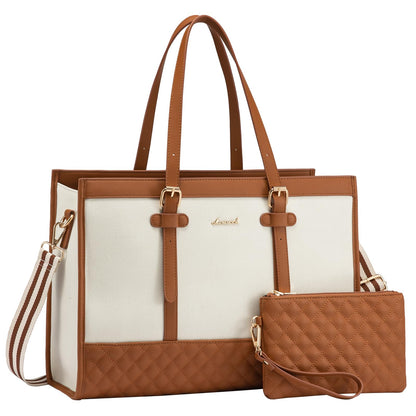 LOVEVOOK Laptop Bag for Women 15.6 inch Canvas Laptop Tote Bag, Large Capacity Work Bag with Clutch Purse, Computer Bag Office Business Briefcase, Casual Handbag for Travel College Teacher School