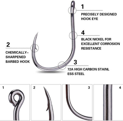 Goture Jig Hooks Set Kit with Fishing Tackle Box Fish Head Hooks (Fish Hook 500pcs（#6-#15）)