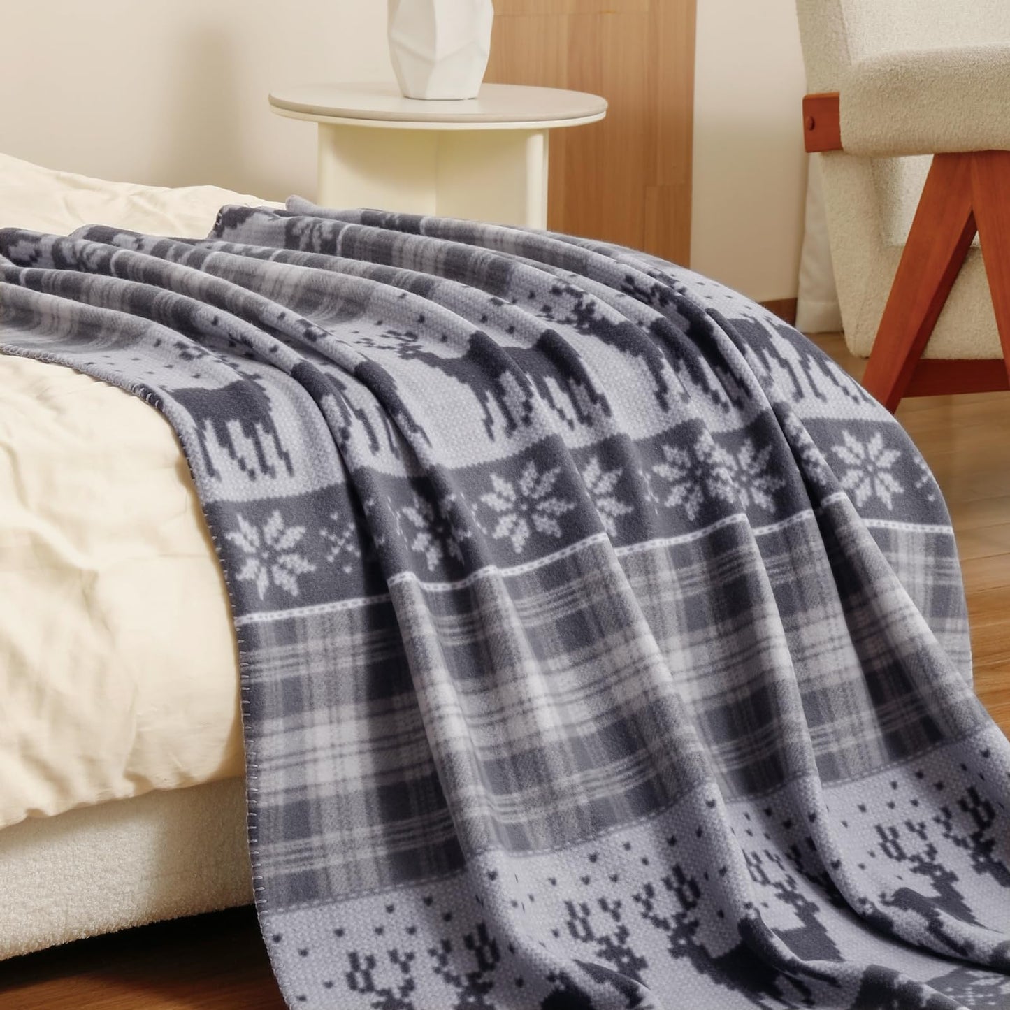 CAI TENG Christmas Blankets Bulk 50 X 60 inch Fleece Throw Blanket 6 Pack Printed Blankets Christmas Decoration Small Throw Sofa Home Gift Grey