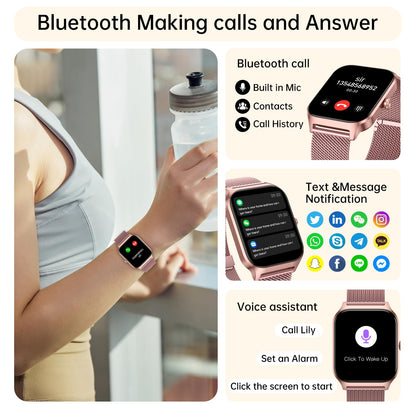 Smart Watch for Women Fitness Tracker: Rose Gold Make/Answer Call Smart Watches for Women Waterproof Digital Mens Watches Running Smartwatch Android Phone iPhone Samsung Compatible Heart Rate Monitor