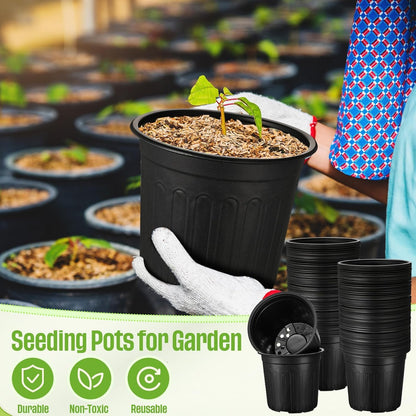 Ziliny 25 Pcs 2 Gallon Plant Nursery Pots Bulk Plastic Planter Flexible Flower Seedlings Pot with Drainage Hole Thickened Seed Starting Container for Flower Succulents Cuttings Transplanting
