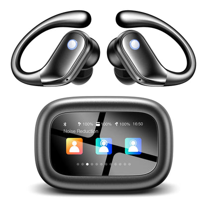 jaddsa Wireless Earbuds, ENC Noise Cancelling Ear Buds with Smart Touchscreen, Bluetooth 5.4 Headphones, Bass Stereo Sound Over-Ear Earbuds, 5 EQ Modes for Sports/Travel/Gym- Jet Black