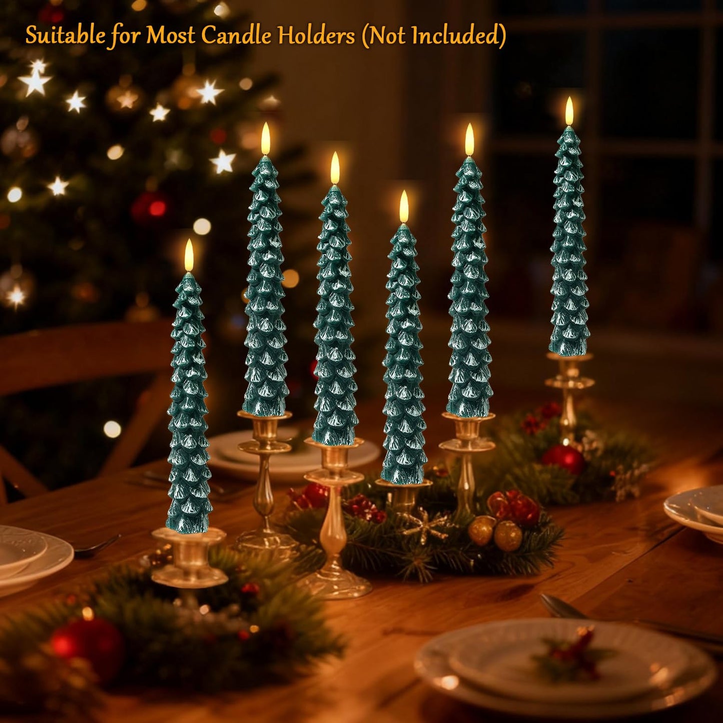 ilifemate Christmas Tree Candles Lights with Timer, Flameless LED Candles with Remote, 2 Modes & Brightness, Battery Operated Christmas Decorations for Holiday Party & Home Decor 6 Pcs