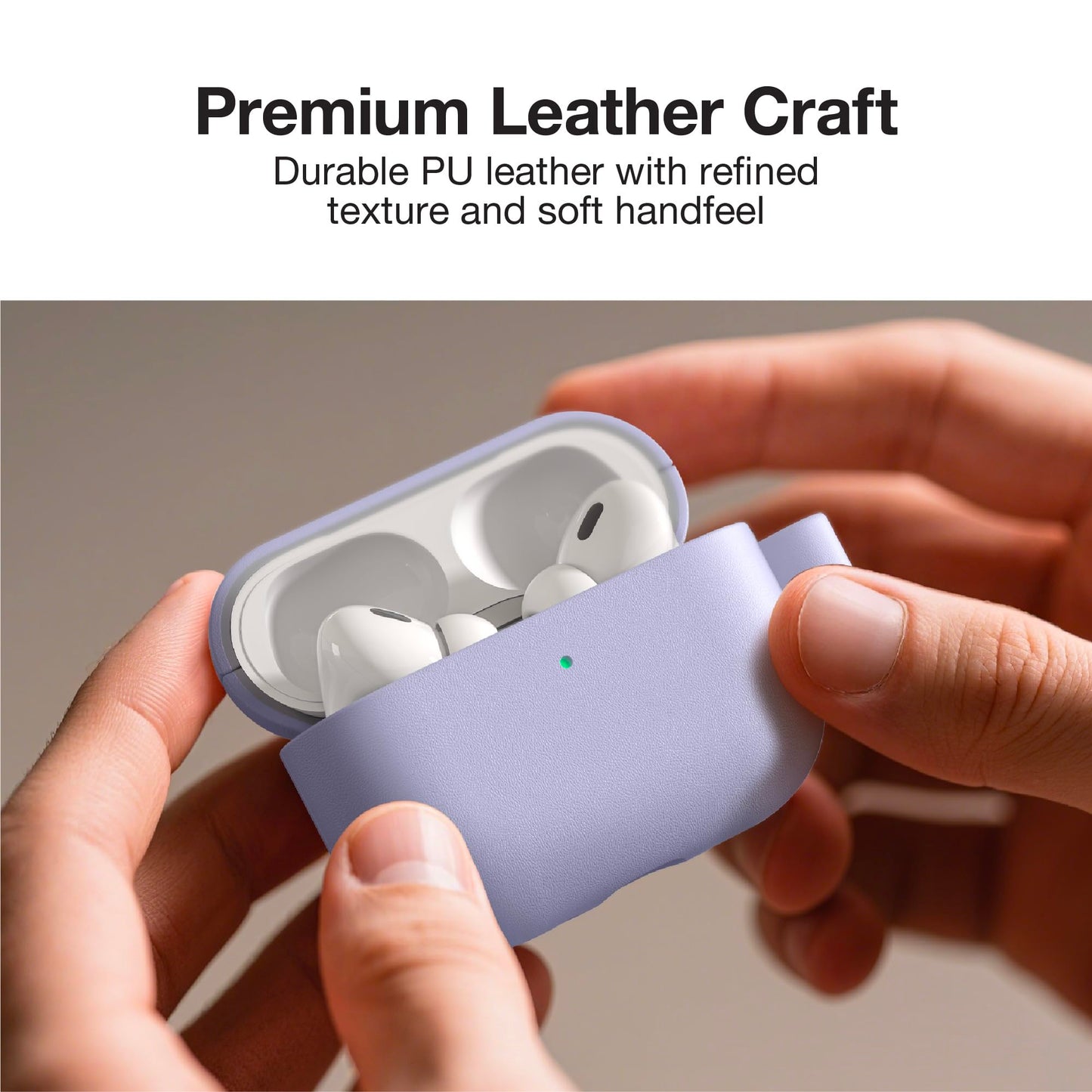 AMAZINGTHING for AirPods Pro 3 [Glamour Artisan] Case, PU Leather Protective Cover, Wireless Charging Ready, Scratch-Resistant Microfiber Lining, Precise Cutouts, Carabiner Included, Purple