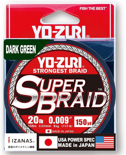 Yo-Zuri SuperBraid Fishing Line - Dark Green 150 Yards | Durable & High-Performance