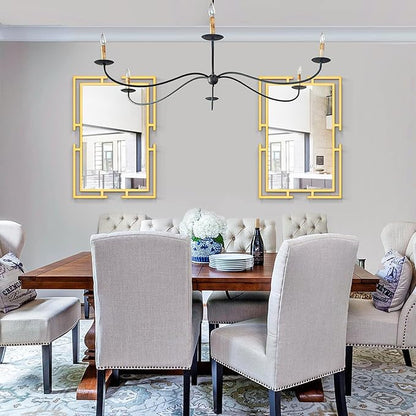 Large Decorative Wall Mirror, 24"x36" Gold Mirror for Bedroom, Tempered Mirror Wall Decor with Metal Frame for Living Room, Modern Farmhouse Mirror, Horizontal/Vertical