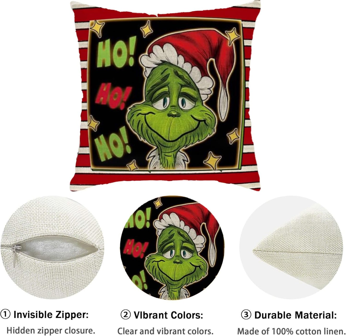 Christmas Pillow Covers Set of 4 for Decoration - 18x18 Throw Pillow Case for Farmhouse Home, Sofa, Bed, Indoor, Winter, Holiday (Green)
