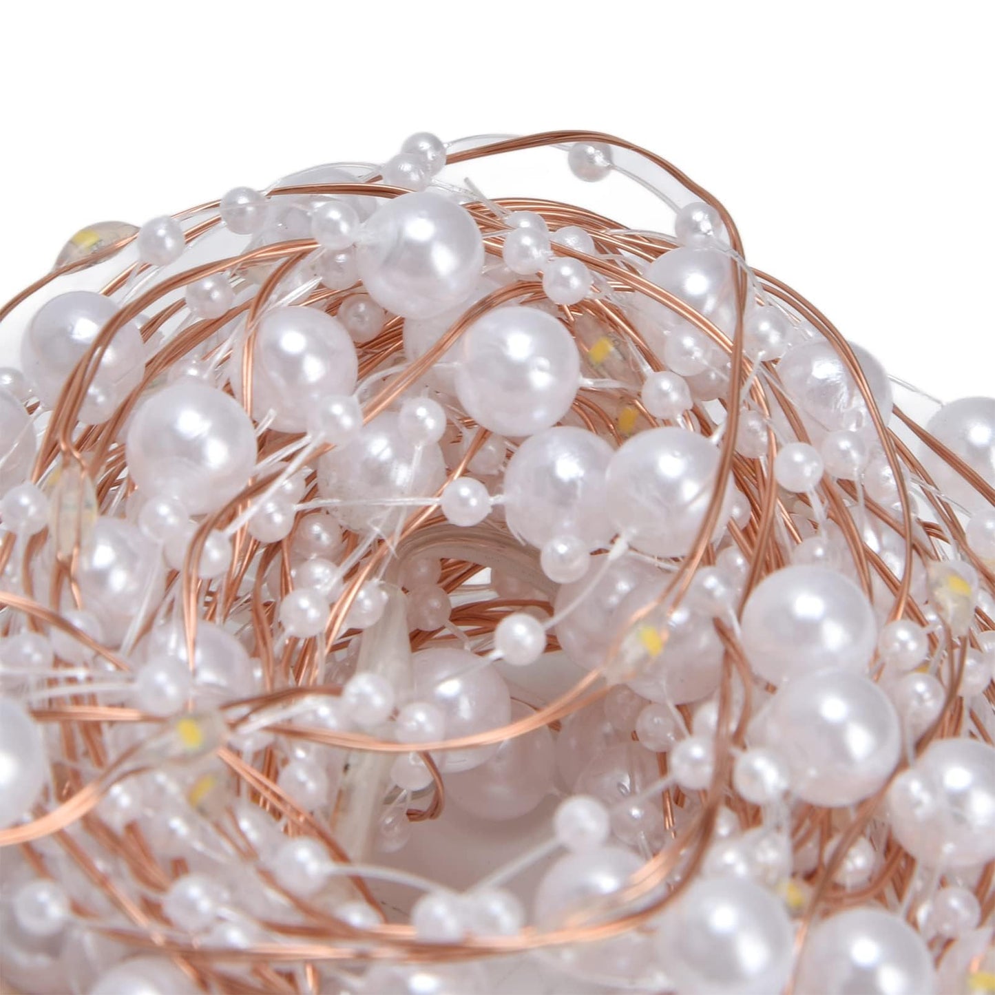 Kukyller 2PCS 32.8ft LED Fairy Lights Battery Operated, Ocean Pearl Beads String Lights, Pearl Fairy Copper Wire Lights for Home Bedroom Classroom Dorm Wedding Christmas Decor (10m)