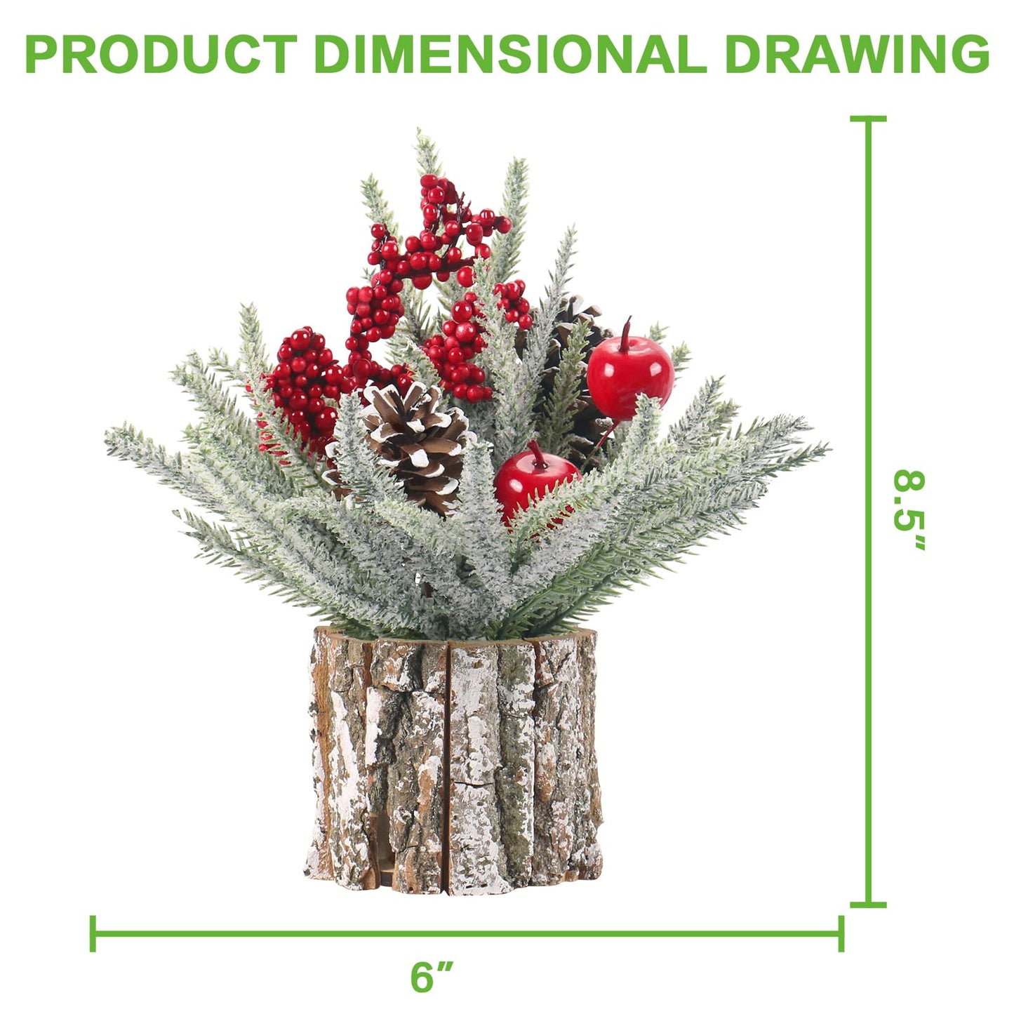 Super Holiday Small Christmas Tree, Artificial Mini Tabletop Christmas Tree Decorations Include Apple/Berry/Pinecone, for Home Party Thankgivings Christmas Decor, Indoor 13.7 Inch