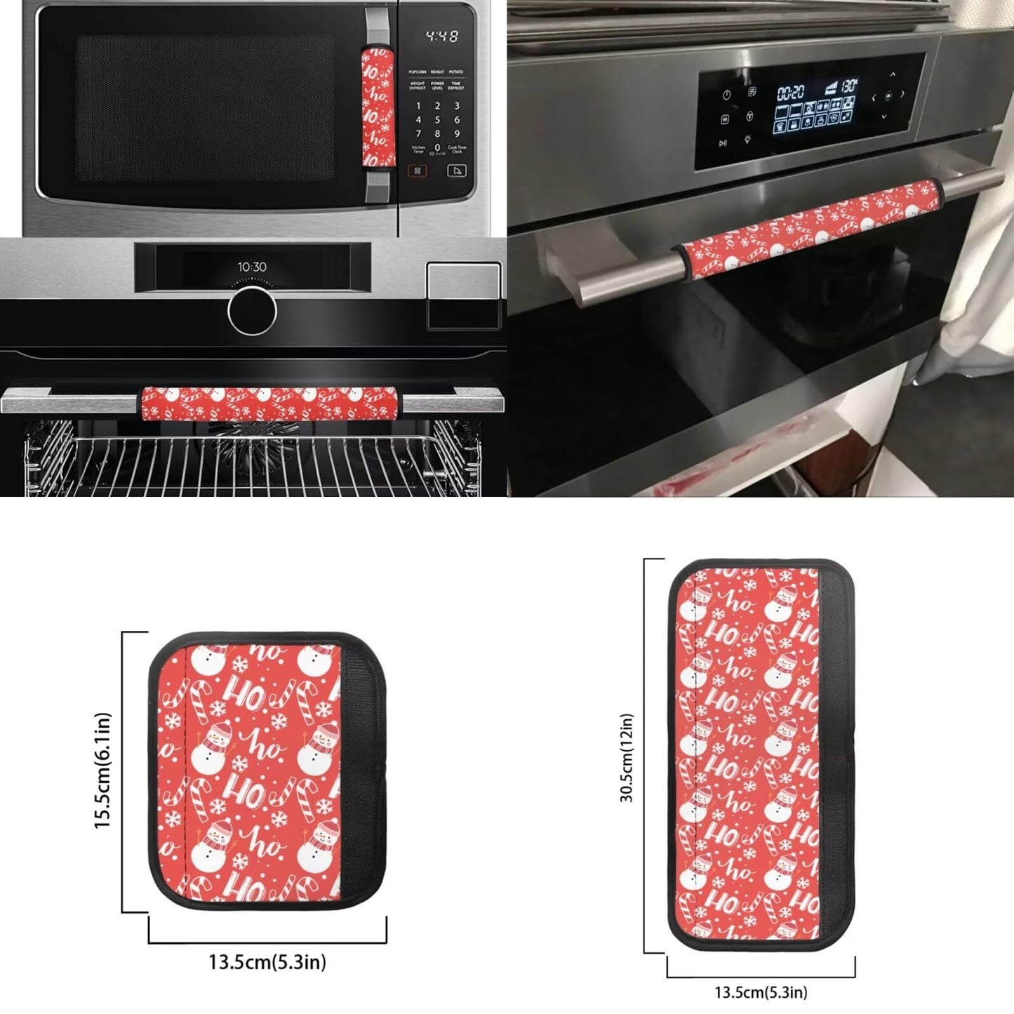 Yatixapu Refrigerator Handle Covers, Christmas Snowman Candy Cane 6PCS Kitchen Appliance Handle Covers, Keep Your Fridge Microwave Oven Stove Dishwasher Clean, Keep Off Fingerprints Food Stains