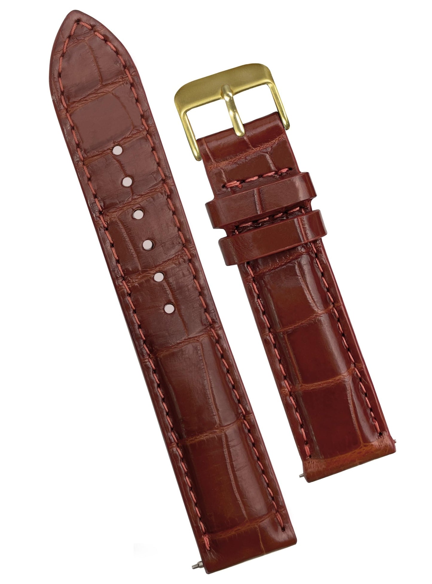 Premium 18mm Light Brown Watch Band for Men, Handcraft Leather Watch Strap, Easy Install Strap Gold Stainless Buckle Present Gift Husband Boyfriend Son Christmas Fathers Day Birthday DH06G18MM
