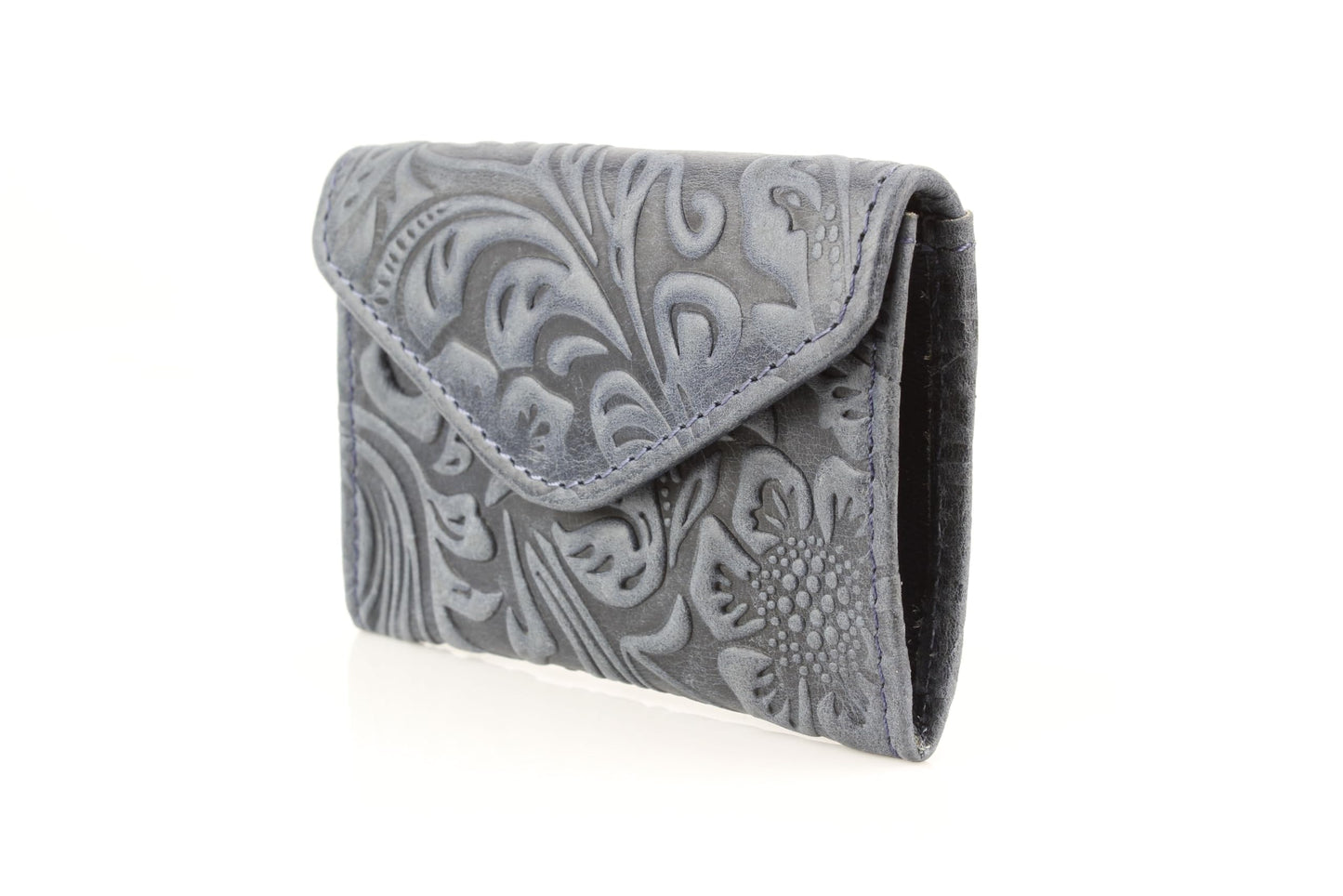 American Bison Small Floral Filigree Wristlet for Women – Compact Card Holder Wallet with Wrist Strap – Minimalist Clutch for ID, Credit Cards & Essentials (Navy)