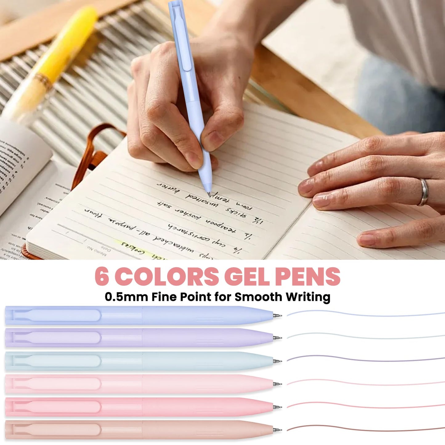 50 PCS Aesthetic School Supplies with Cute Pen Case,12 Pastel Highlighters,5 Black Ink Gel Pens, 12 Mechanical Pencils Set 0.5 & 0.7 mm 6 Color Gel Pens for Students Stationary College Essentials