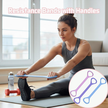 Figure 8 Fitness Resistance Band, Exercise Resistance Bands for Women, Resistance Bands with Handles for Arms, Back, Shoulders, Legs and HIPS Working Out (Blue)