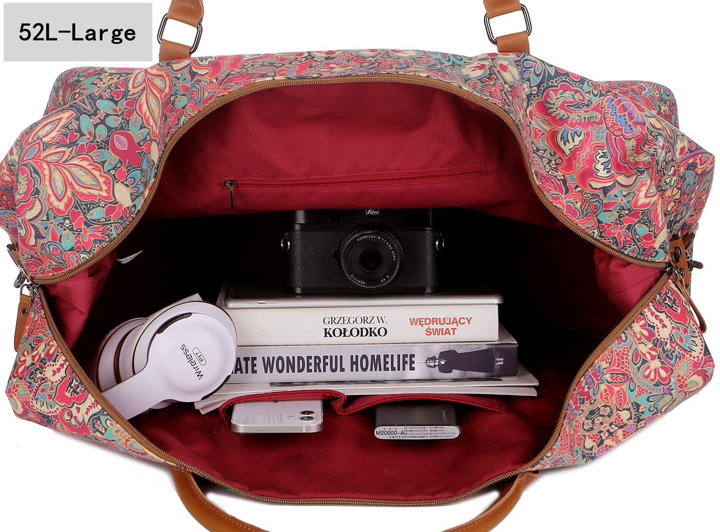 Oversized Pretty Women's Travel Duffel Bag 52L Weekend bag Weekender Overnight Carry on Luggage HB-15 (HS)