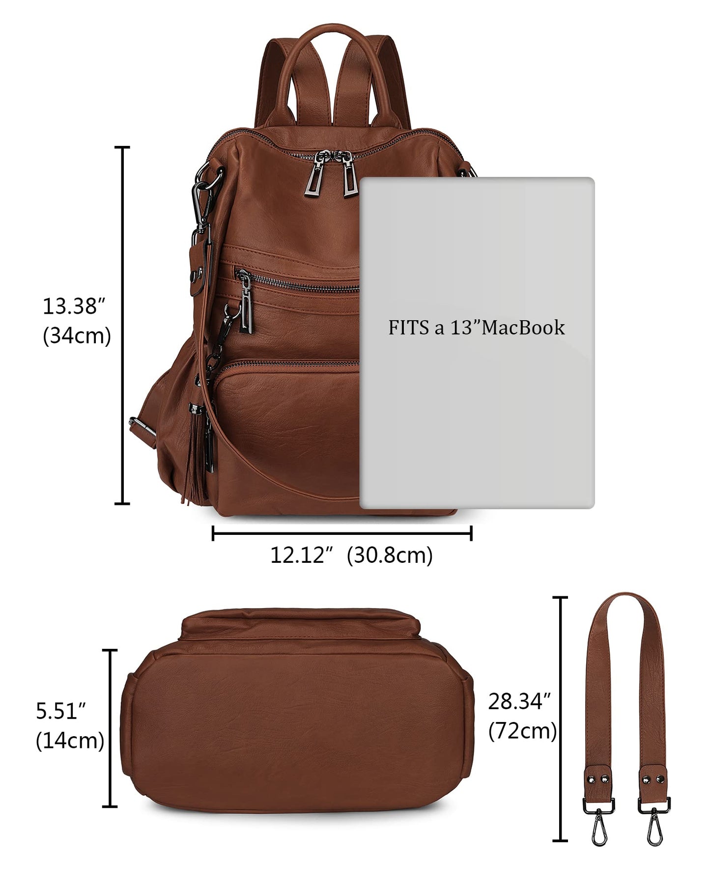 Uromee Travel Backpack Purse for Women Vegan Leather Ladies Fashion Tassel Shoulder Bag Convertible