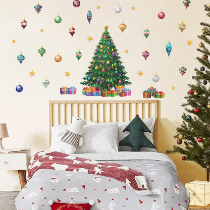 IARTTOP Large Christmas Tree Wall Decals Xmas Bell Winter Holiday Window Clings Bible Verse Wall Stickers Christmas Christian Decor Decal Xmas Decoration for Home Party Living Room Glass
