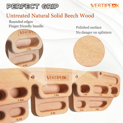 VERTIPEAK Wooden Climbing Hangboard with 2 Angle Slopes (15° & 45°) & 5 Depths Pockets, Rock Climbing Board for Finger Strength, Hanging Practice, Grip Endurance and Pull-up Training Indoor
