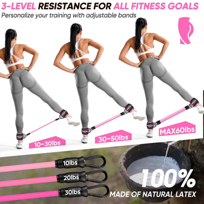 NTIUYOT Ankle Resistance Bands with Cuffs,Workout Sets for Women, Resistance Bands for Working Out, Exercise Band for Leg Booty, Home Gym Workout Equipment, Ankle Weights Fitness Band Set