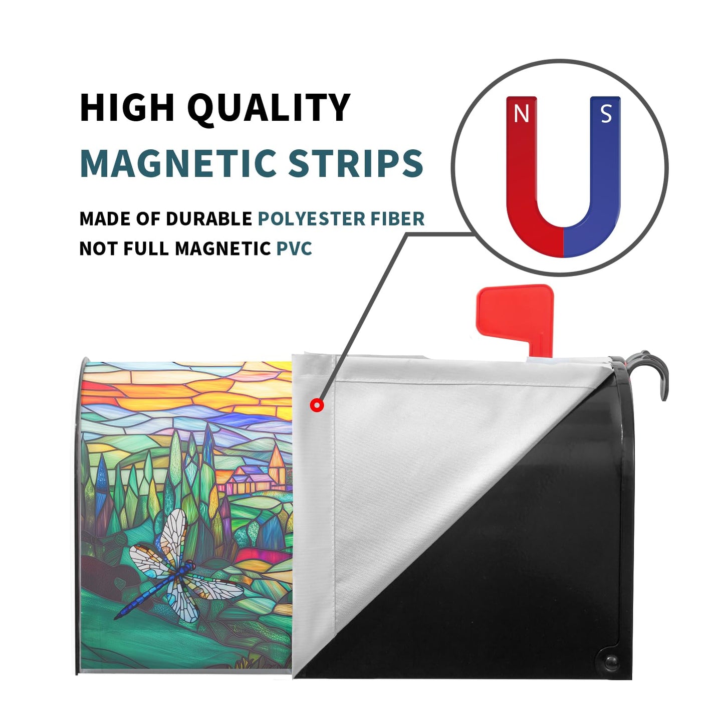 Spring Summer Dragonflies Mailbox Covers Magnetic Large Size 25x21 Inch Spring Flowers Mail Box Cover Farmhouse Abstract Floral Mailbox Wraps Post Letter Box Cover for Home Garden Yard Decora