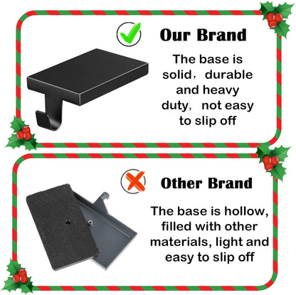 ARCHCRTC 4 Pcs Christmas Stocking Holders Hanging Hooks Heavy Duty Mantel Stocking Holder Bases Weighted Metal Stocking Hangers for Shelf Fireplace Stair Xmas Party Decor (4, Black)