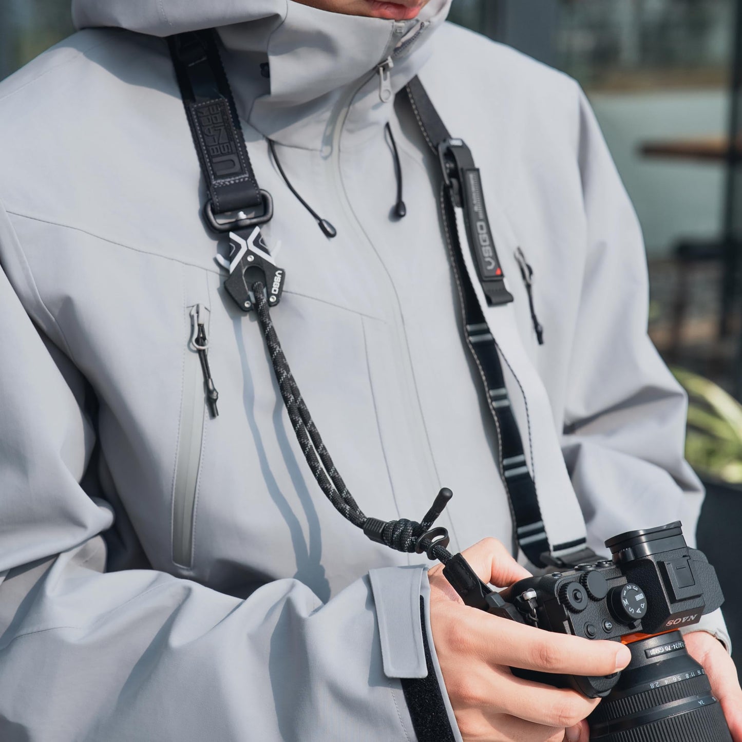 VSGO Black Snipe Urban Camera Strap – Quick Release, Anti-Twist, Comfortable Nylon Sling, Fits DSLR, Mirrorless, Phone & Action Camera, Gray&Black